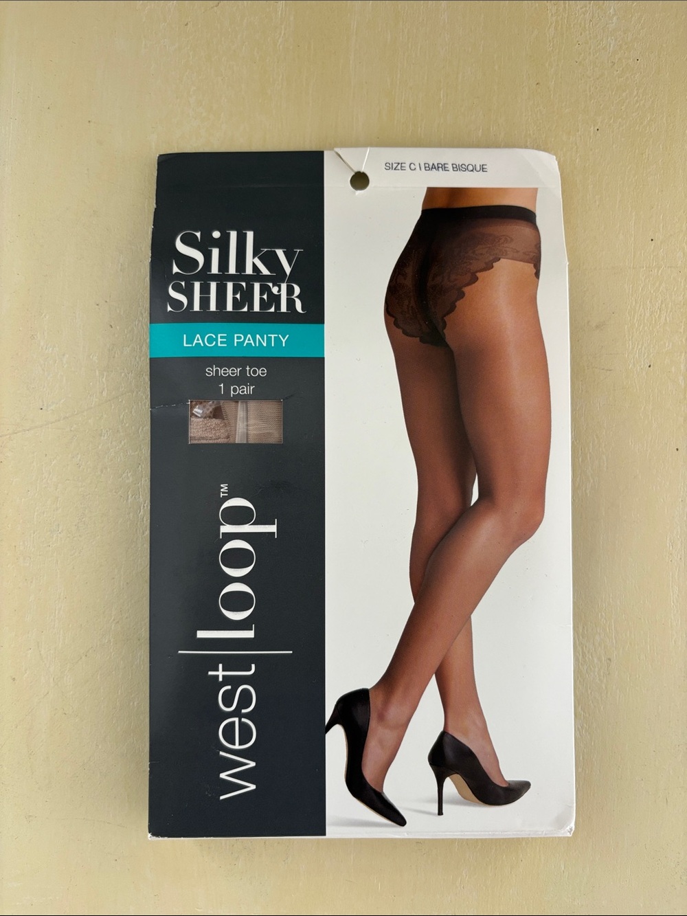 West Loop Silky Sheer Lace Panty Hosiery Bare Bisque Size C